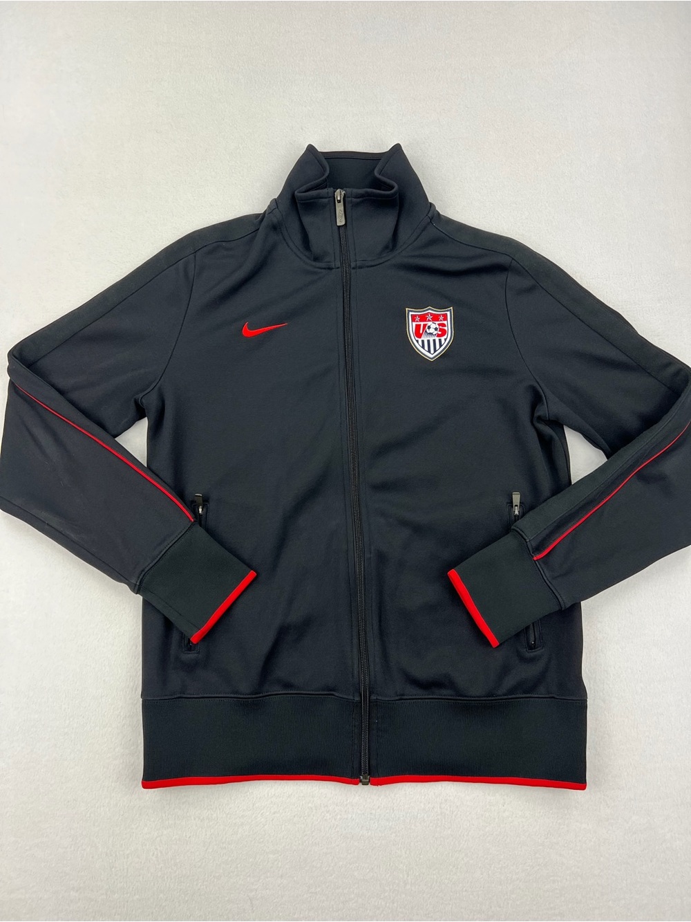 Nike 2015 Womens USWNT Soccer Team N98 Black Track Jacket Size XL Tailored Fit